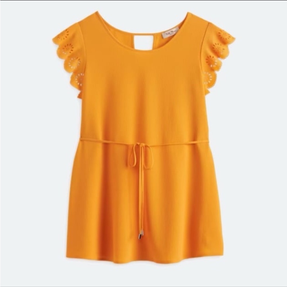 NWT Yellow/Orange Maternity Eyelet Sleeve Top